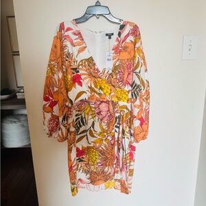 Express Multicolor Floral Long Sleeve Dress